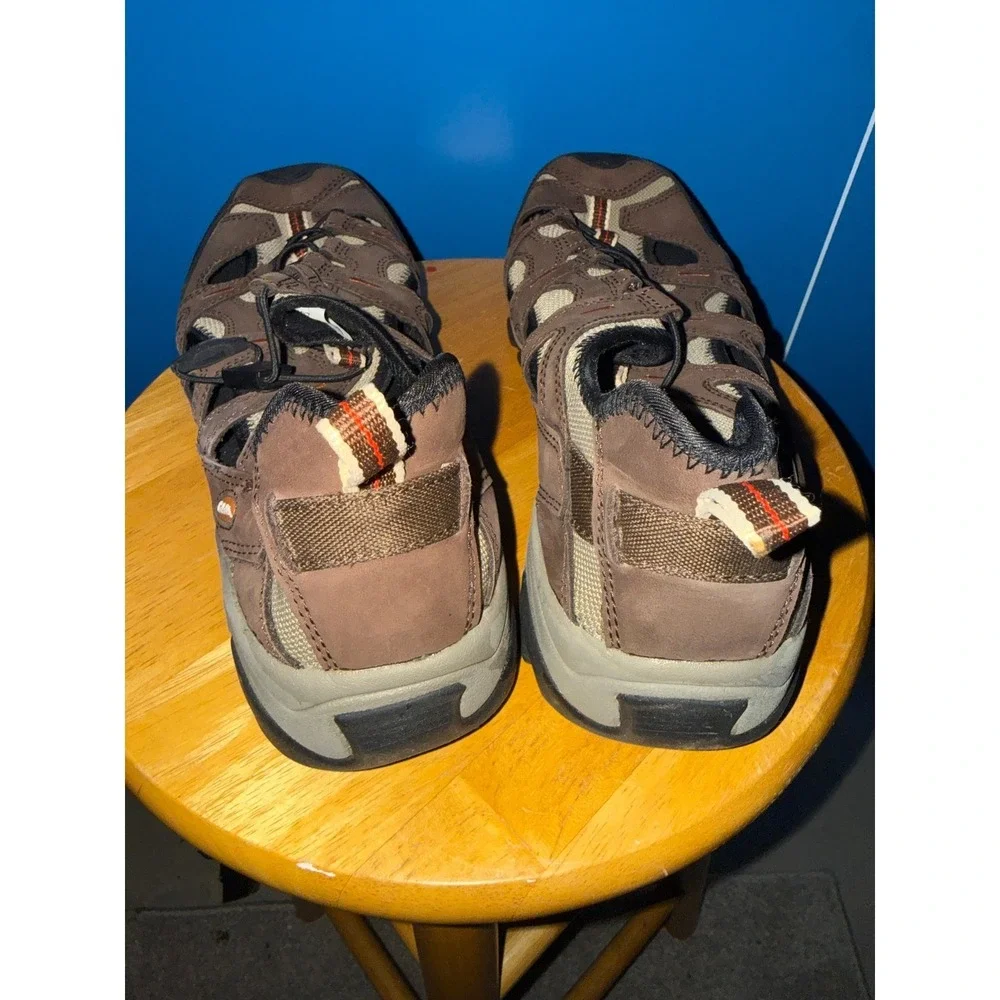 Cabelas Mens Brown Leather Mesh Hybrid Hiking Sandals Shoes 12M